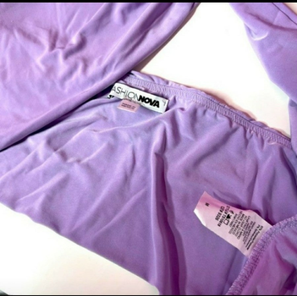 🆕Purple Lilac Sexy Two Piece Open Front Halter Top & Skirt Dress Set    Size M - Picture 13 of 13